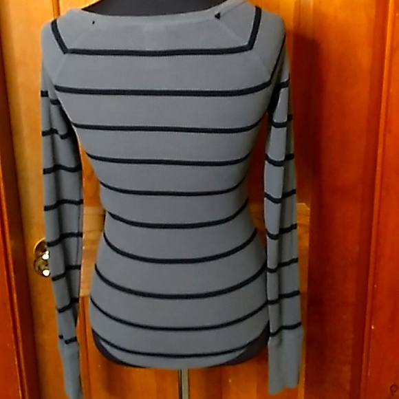 Victoria's Secret Pink Gray and Black Striped Cotton Thermal Size XS - Picture 2 of 6
